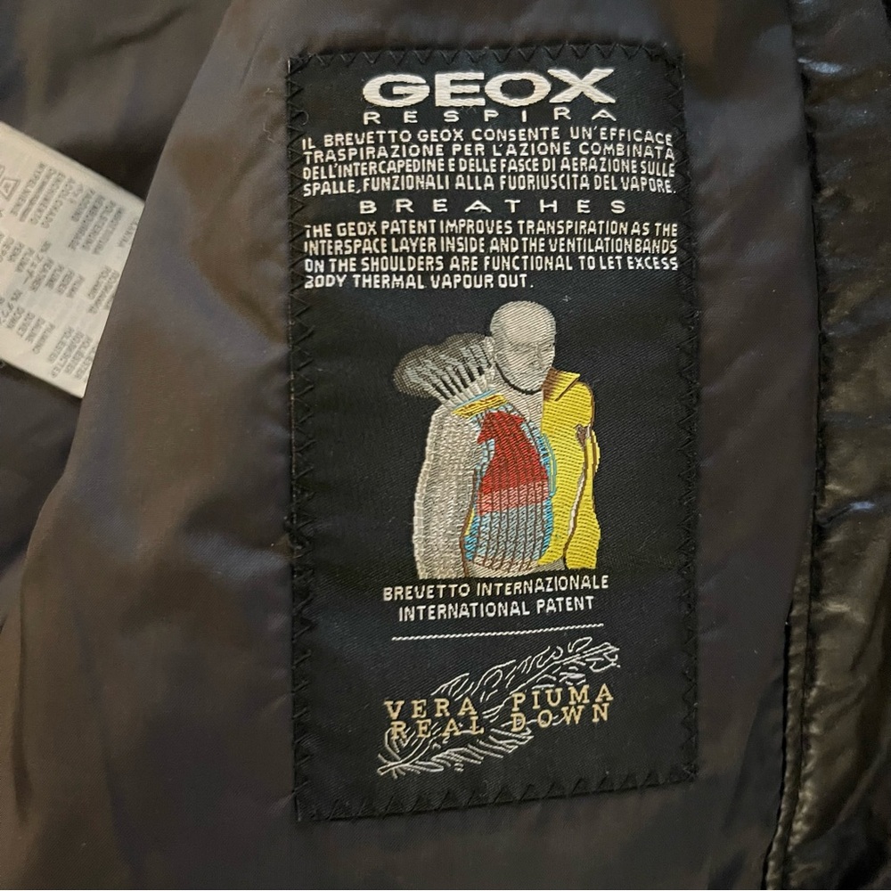 GEOX Respira Black Cinch Waist Long Down/Feather Puffer Jacket (8/10) - Picture 14 of 16